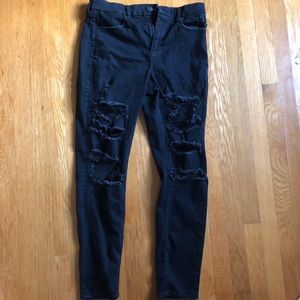 AE High Waisted Ripped Black Skinny Jeans